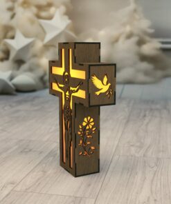 Jesus am Kreuz Lampe – Laser-Schnitt Kerzenhalter Download