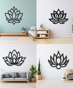 Lotus Blumen Wanddekoration – Laser-Schnitt Holz & Metall