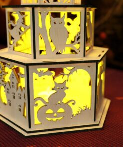 Spooky Halloween Candle Holder Laser Cut Lamp Night