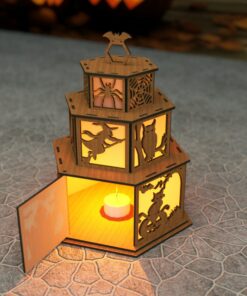 Spooky Halloween Candle Holder Laser Cut Lamp Night