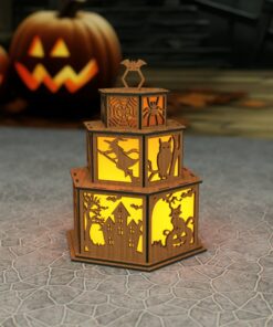 Spooky Halloween Candle Holder Laser Cut Lamp Night