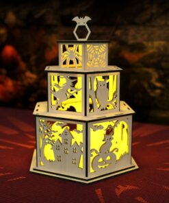 Spooky Halloween Candle Holder Laser Cut Lamp Night