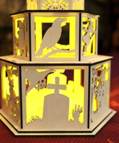 Spooky Halloween Candle Holder Laser Cut Lamp Night