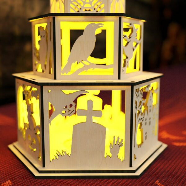 Spooky Halloween Candle Holder Laser Cut Lamp Night