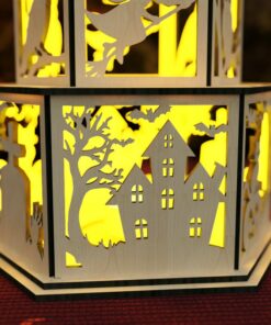 Spooky Halloween Candle Holder Laser Cut Lamp Night