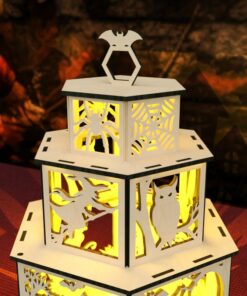 Spooky Halloween Candle Holder Laser Cut Lamp Night