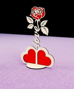 Support Fleur Rose Saint-Valentin, Découpe Laser SVG DXF