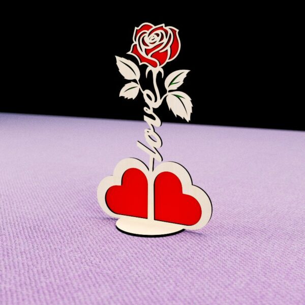 Love Rose Flower Stand Laser Cut File Valentine’s