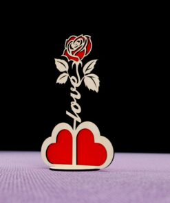 Support Fleur Rose Saint-Valentin, Découpe Laser SVG DXF