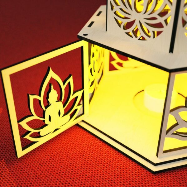 Buddha and Lotus 3 Tiers Candle Holder Laser