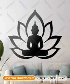 Buddha Lotus Wandkunst | Laser Cut Datei | SVG & DXF Download