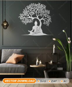 Buddha Meditation Under Tree Wall Art, Laser Cut