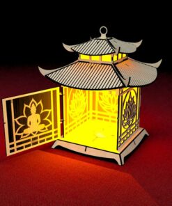 Pagoda Lantern Light Laser Cut File Buddha Lotus