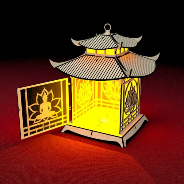 Pagoda Lantern Light Laser Cut File Buddha Lotus