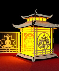 Pagoda Lantern Light Laser Cut File Buddha Lotus