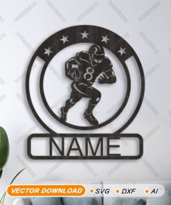 Custom Football Name Sign SVG | Wall Art Monogram File