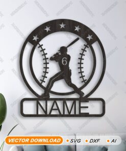 Custom Baseball Name Sign SVG | Wall Art Monogram File