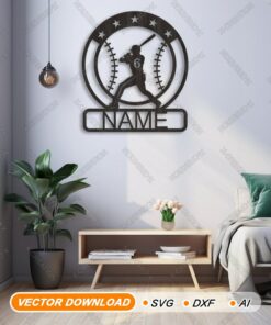 Custom Baseball Name Sign Laser cut file SVG,