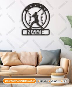 Custom Baseball Name Sign Laser cut file SVG,