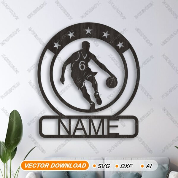Custom Basketball Name Sign Laser cut file SVG,