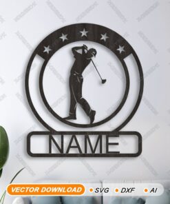 Custom Golf Name Sign SVG | Wall Art Monogram Digital File