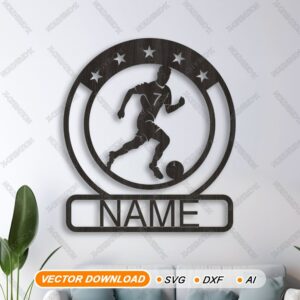 Custom Soccer Name Sign Laser cut file SVG,