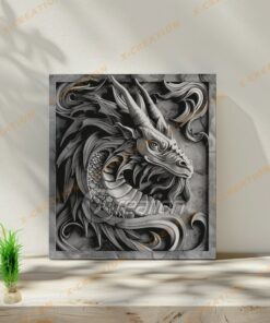 3D Lasergravur PNG | Hochauflösendes Drachen-Design