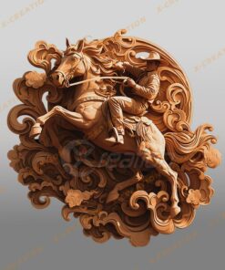 [Free Download] 3D Illusion Cowboy on Horse Laser Engraving PNG | Lightburn