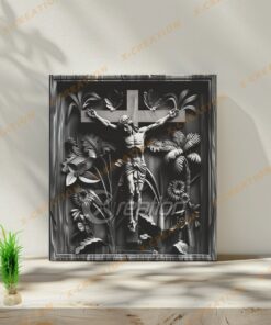 3D Jesus am Kreuz Lasergravur – HQ PNG