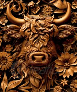 3D Laser Engraving File | Highland Cow Design | HQ PNG Download