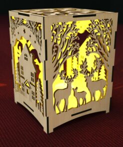 Photophore Noël Animaux, Lanterne Bois, Découpe Laser SVG