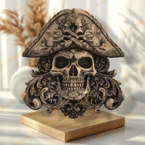 Archivo para grabado láser de 3D Pirate Skull