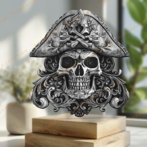 Archivo para grabado láser de 3D Pirate Skull