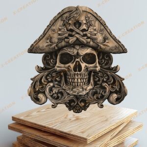 Archivo para grabado láser de 3D Pirate Skull