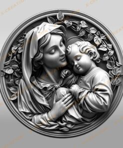 3D Madonna und Jesuskind – HQ-PNG für Lasergravur