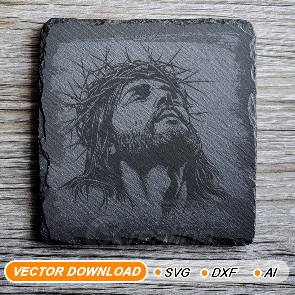 Jesus mit Dornenkrone 3D-Laserschiefer – hochwertige PNG