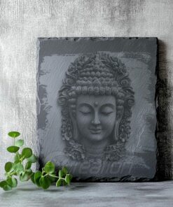 Faccia di Buddha Incisione Laser 3D su Ardesia