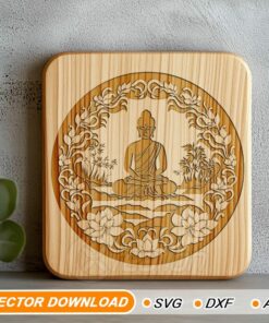 Bouddha en méditation et lotus SVG – Gravure laser, fichiers Cricut