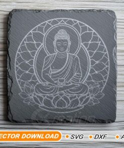 Buddha Meditation and Lotus SVG, for laser engraving,