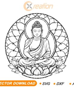 Buddha Meditation and Lotus SVG, for laser engraving,