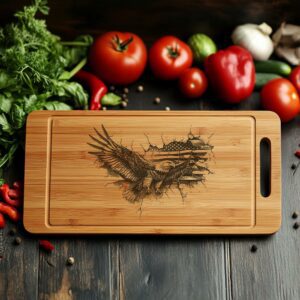 Charcuterie Board Engraving File, American Eagle Flag, 3D