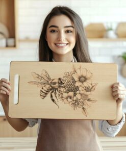 Charcuteriebrett mit Bienen und Bienenstockgravur - HQ PNG-Download