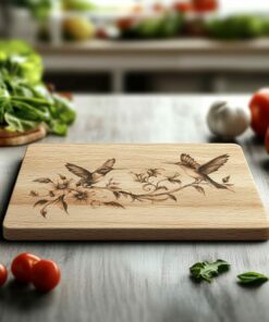 Charcuterie Board Engraving File, Couple of Hummingbird, flower|