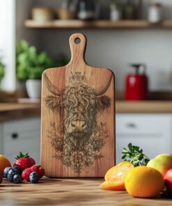 Highland Cow & Flowers Charcuterie Board - 3D