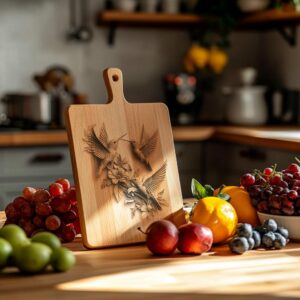 Hummingbird Family Charcuterie Board Engraving 3D - Descarga