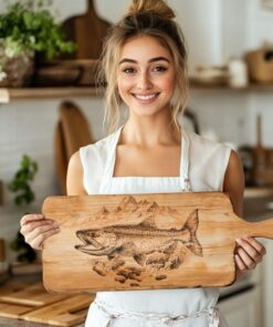 Charcuterie Board Laser Engraving File, Salmon, River| HQ