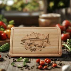 Charcuterie Board Laser Engraving File, Salmon, River| HQ