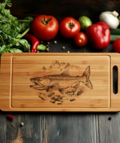 Charcuterie Board Laser Engraving File, Salmon, River| HQ