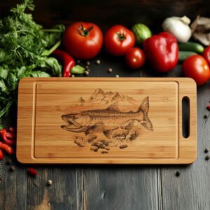 Charcuterie Board Laser Engraving File, Salmon, River| HQ