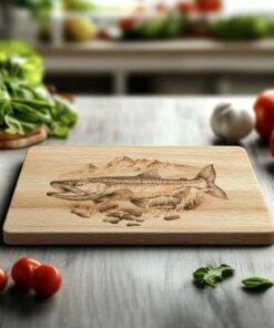 Charcuterie Board Laser Engraving File, Salmon, River| HQ